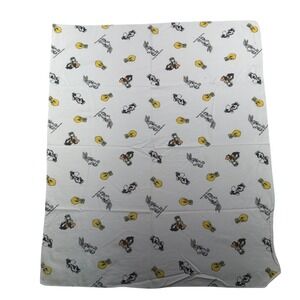 Warner Bros Baby Blanket Looney Tunes 1994 Vintage Flannel White Nursery Baby